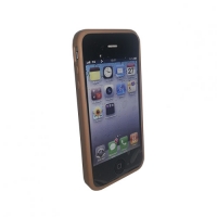 Чехол силиконовый коричневый со вставкой для iPhone 4/4s
