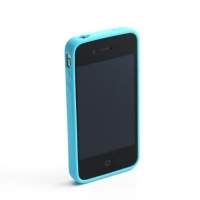 Чехол силиконовый голубой со вставкой для iPhone 4/4s